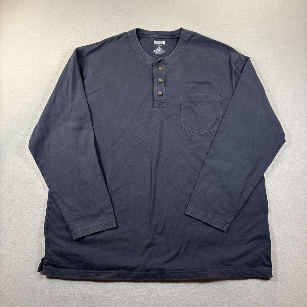 Duluth Trading Company‎ Men's Longtail T Relaxed Fit LS Henley T-Shirt Navy 2XL
